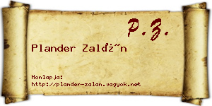 Plander Zalán névjegykártya